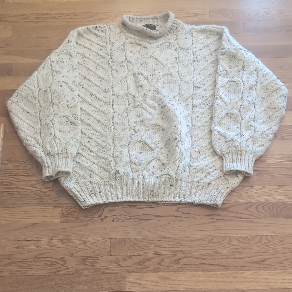 Men's Classic Turtleneck Cable Knit Sweater - Cream: Ireland